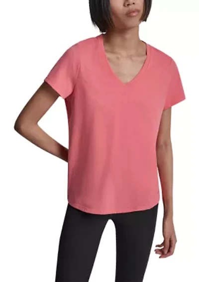 Women's V-Neck T-Shirt with Embroidered Logo