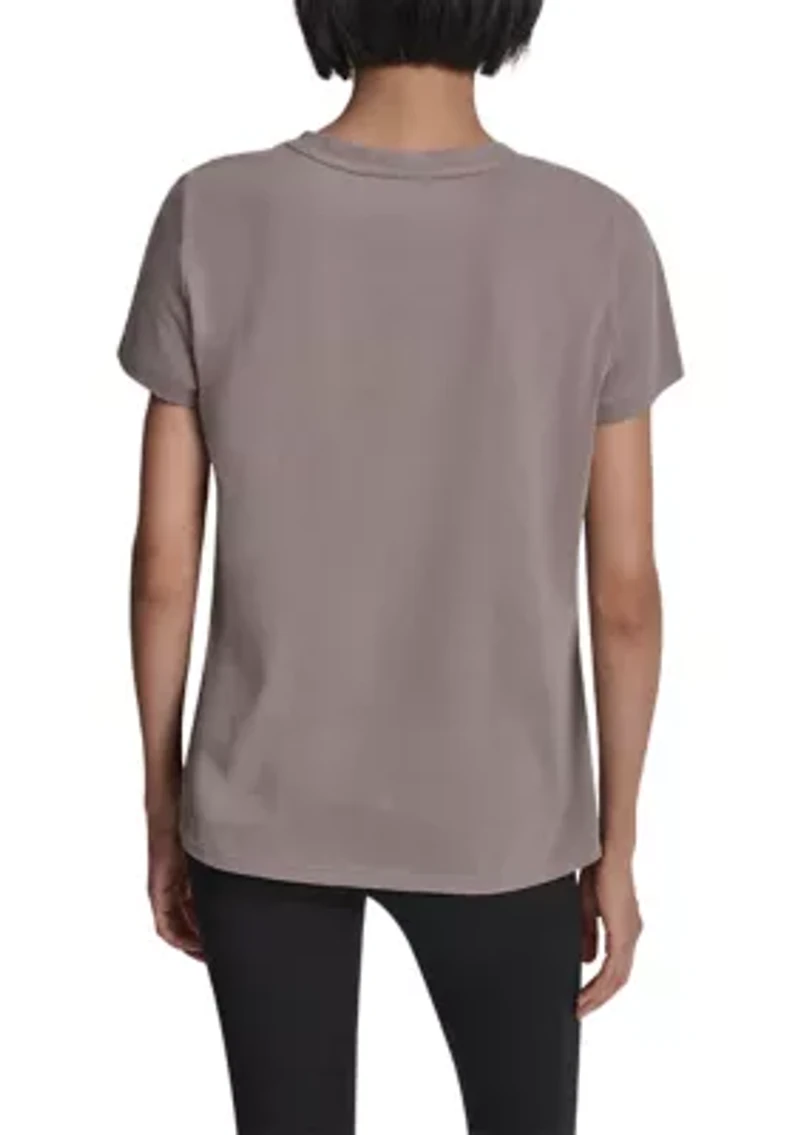 Women's V-Neck T-Shirt with Embroidered Logo