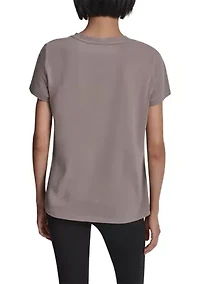 Women's V-Neck T-Shirt with Embroidered Logo