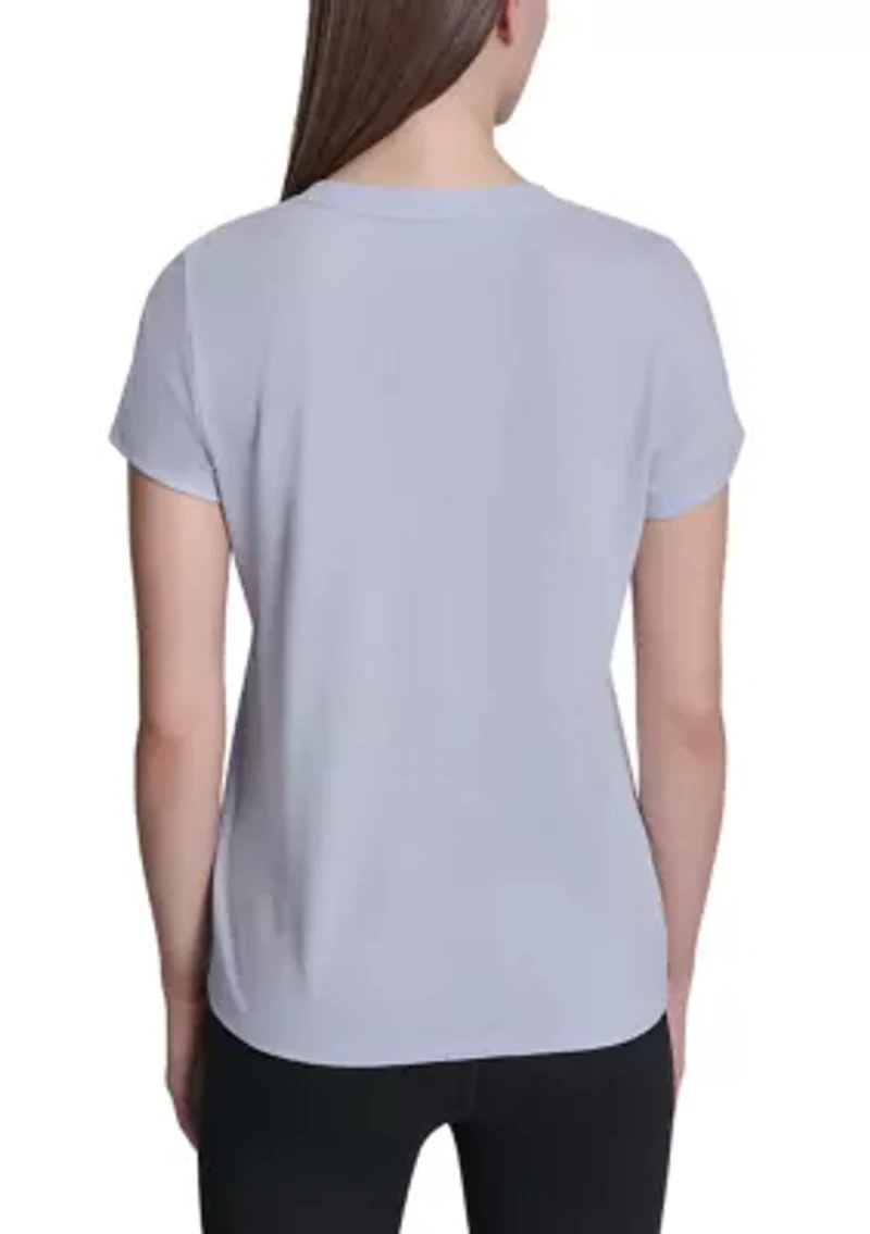 Women's V-Neck T-Shirt with Embroidered Logo