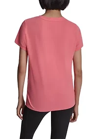 Women's V-Neck T-Shirt with Embroidered Logo