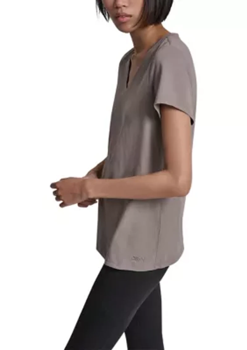 Women's V-Neck T-Shirt with Embroidered Logo