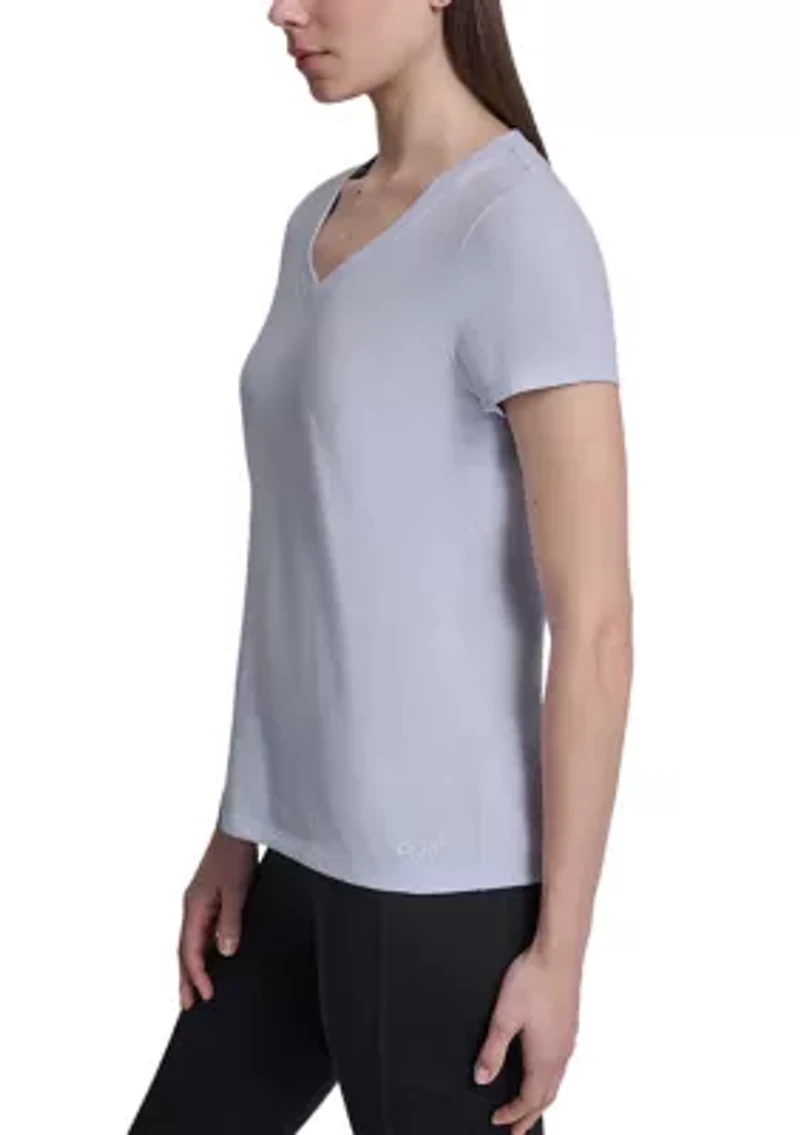 Women's V-Neck T-Shirt with Embroidered Logo