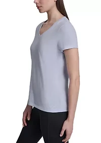 Women's V-Neck T-Shirt with Embroidered Logo