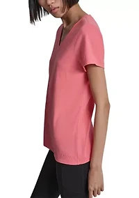 Women's V-Neck T-Shirt with Embroidered Logo