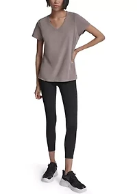 Women's V-Neck T-Shirt with Embroidered Logo