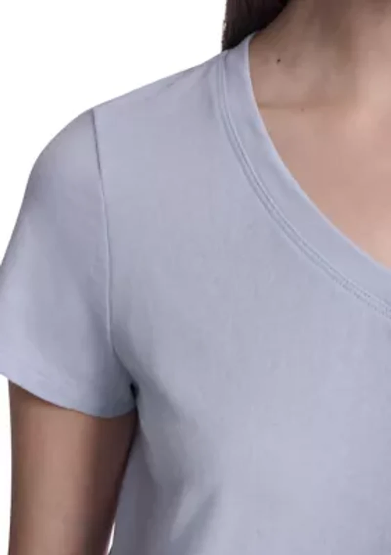 Women's V-Neck T-Shirt with Embroidered Logo