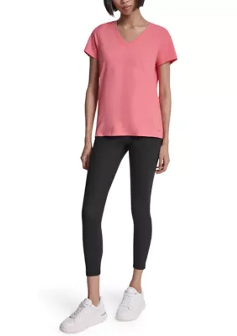 Women's V-Neck T-Shirt with Embroidered Logo