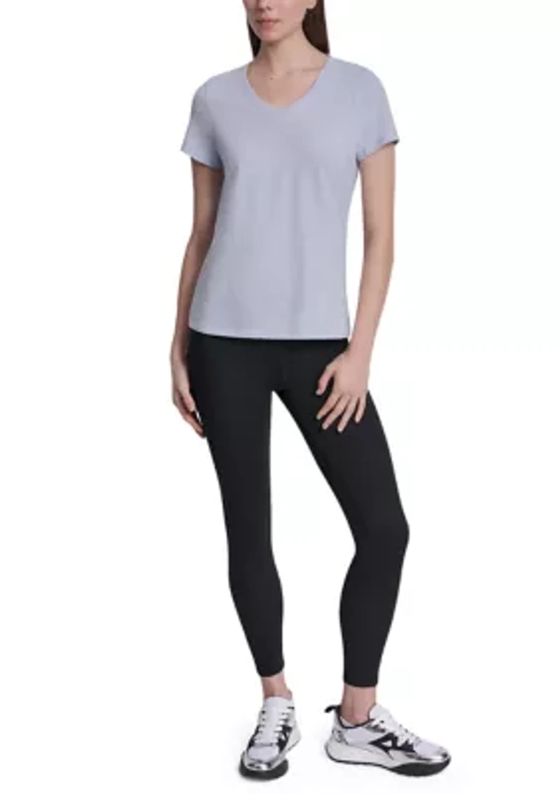 Women's V-Neck T-Shirt with Embroidered Logo