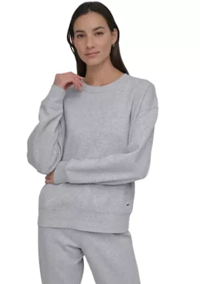 Tonal Logo Patch Crew Neck Drop Shoulder Pullover