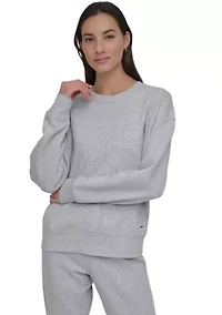 Tonal Logo Patch Crew Neck Drop Shoulder Pullover