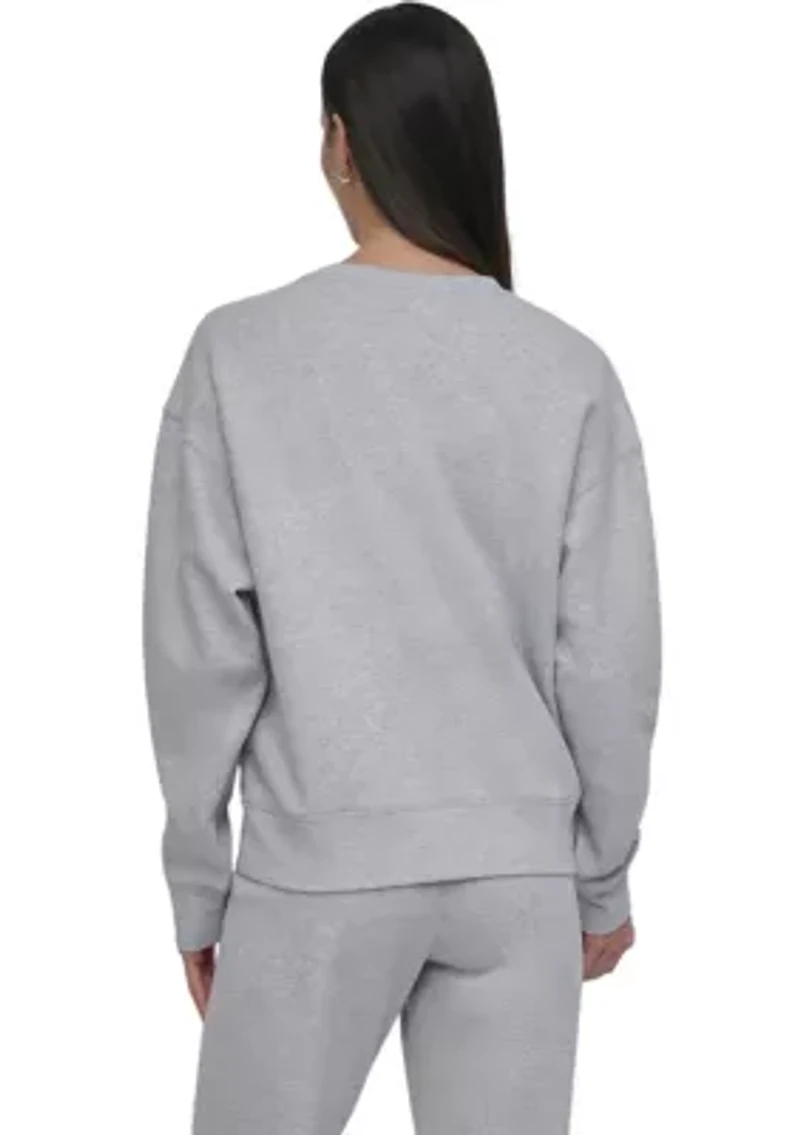 Tonal Logo Patch Crew Neck Drop Shoulder Pullover