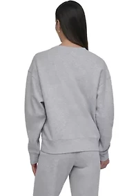 Tonal Logo Patch Crew Neck Drop Shoulder Pullover