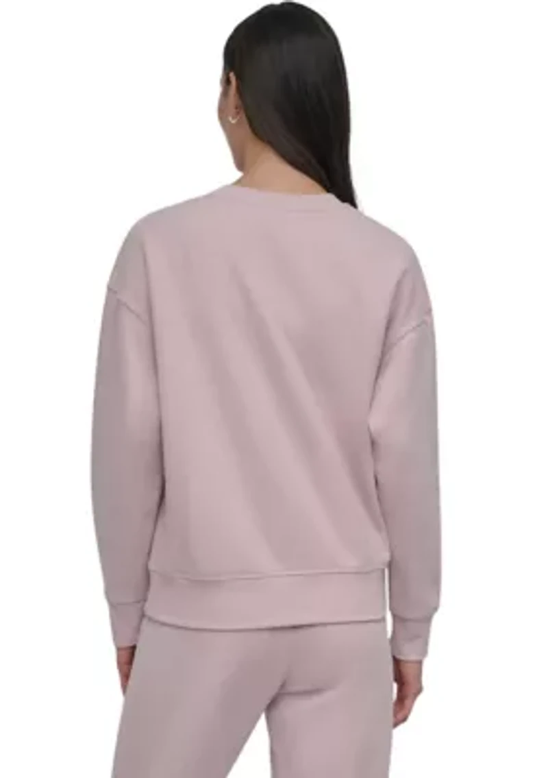 Tonal Logo Patch Crew Neck Drop Shoulder Pullover