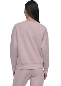 Tonal Logo Patch Crew Neck Drop Shoulder Pullover
