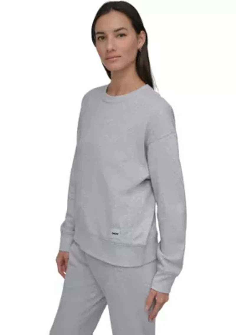 Tonal Logo Patch Crew Neck Drop Shoulder Pullover