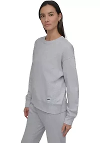 Tonal Logo Patch Crew Neck Drop Shoulder Pullover