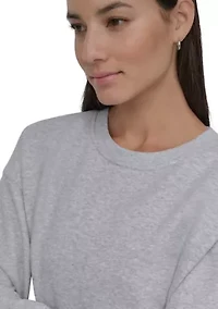 Tonal Logo Patch Crew Neck Drop Shoulder Pullover