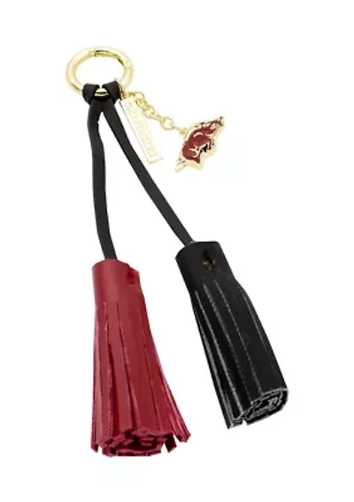 NCAA University of Arkansas Fayetteville Tassel Keychain With Charm
