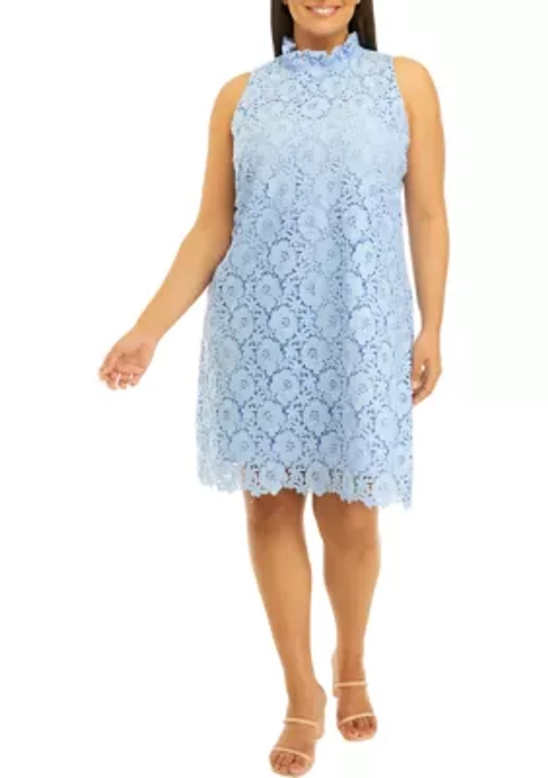 SLEEVELESS SHIFT WITH RUFFLE COLLAR