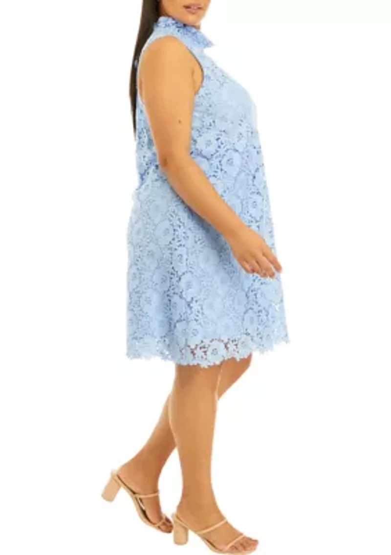 SLEEVELESS SHIFT WITH RUFFLE COLLAR