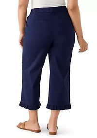 Plus Wide Leg Ruffle Hem Pants