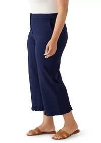Plus Wide Leg Ruffle Hem Pants