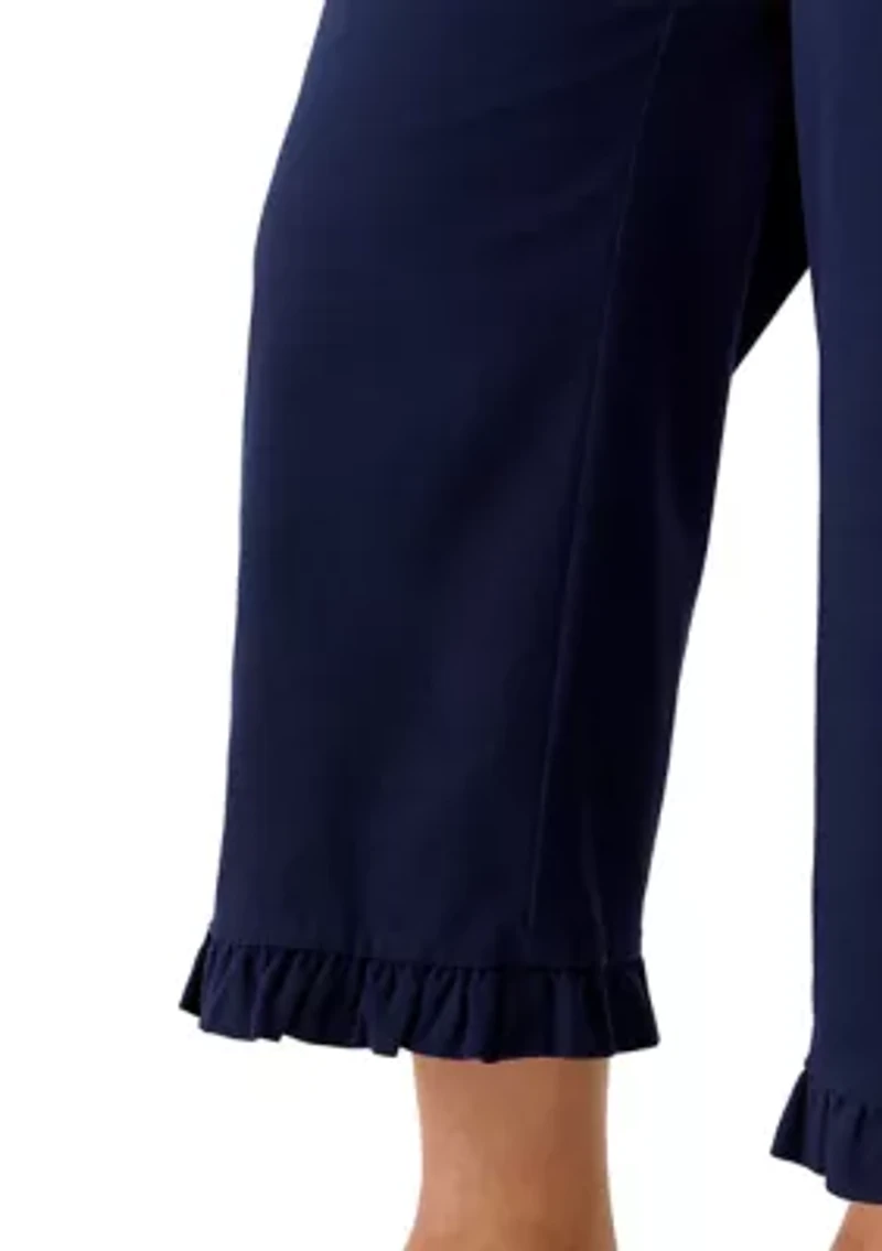 Plus Wide Leg Ruffle Hem Pants