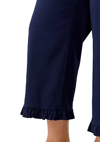 Plus Wide Leg Ruffle Hem Pants