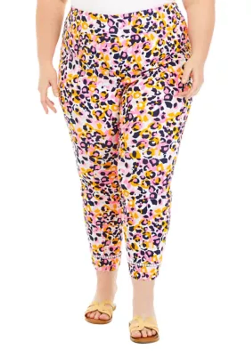 Plus Striped Ankle Pants