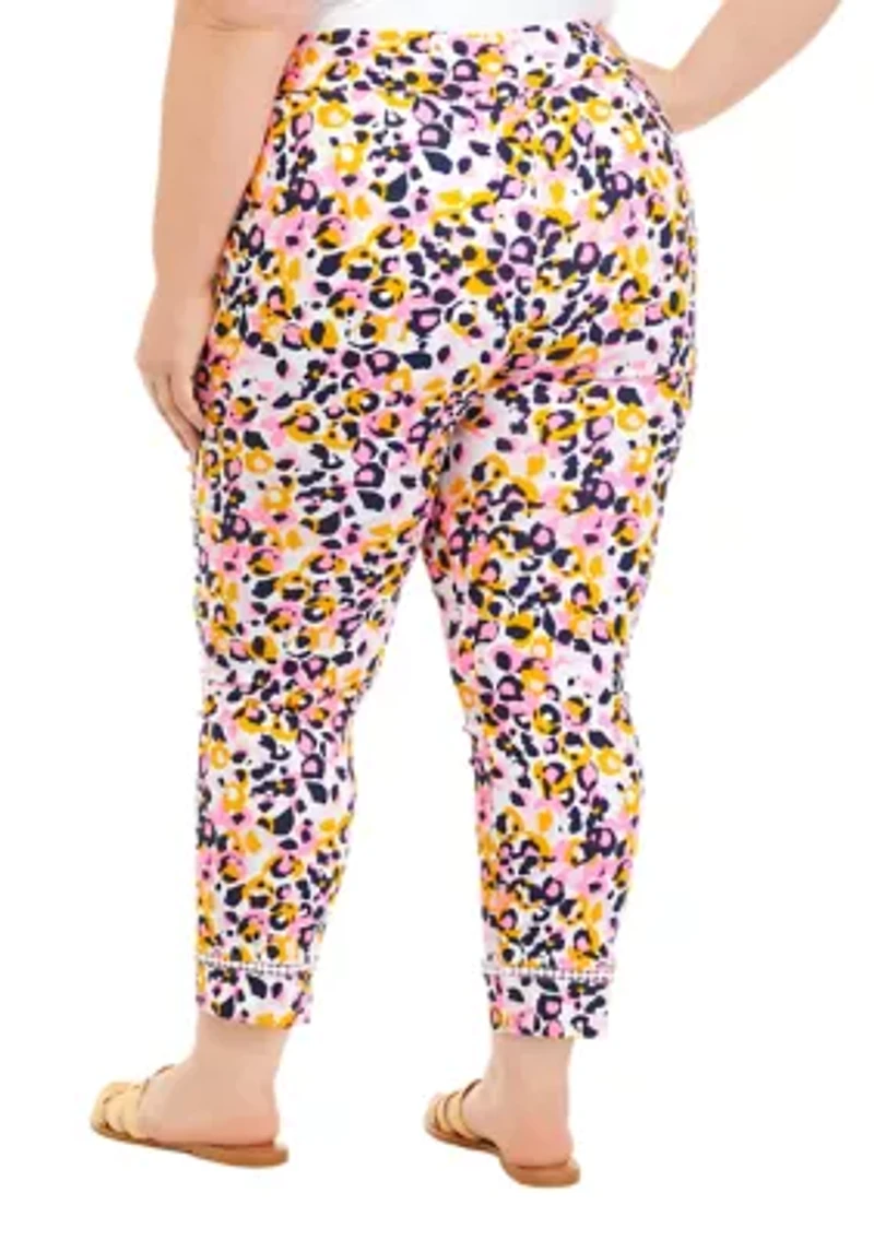 Plus Striped Ankle Pants