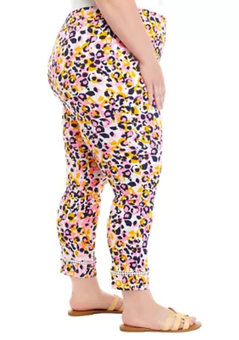 Plus Striped Ankle Pants