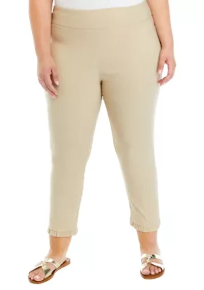 Plus Ruffle Hem Pull On Pants