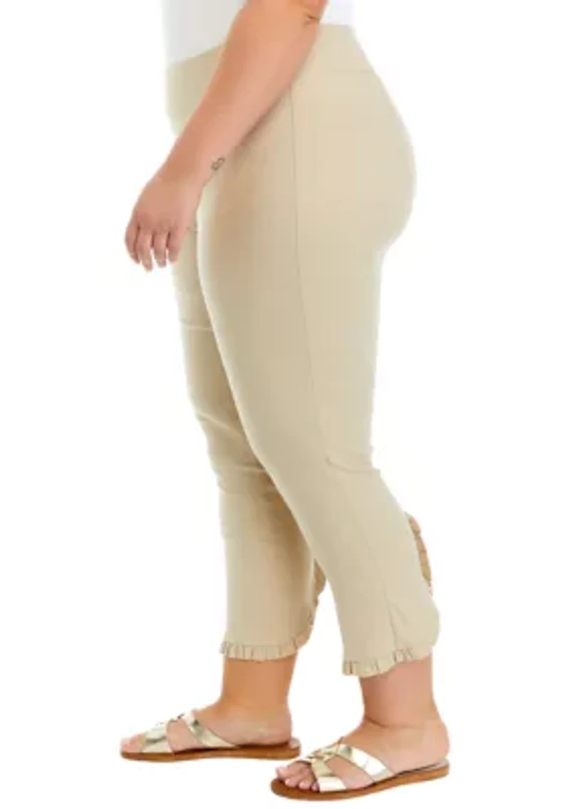 Plus Ruffle Hem Pull On Pants