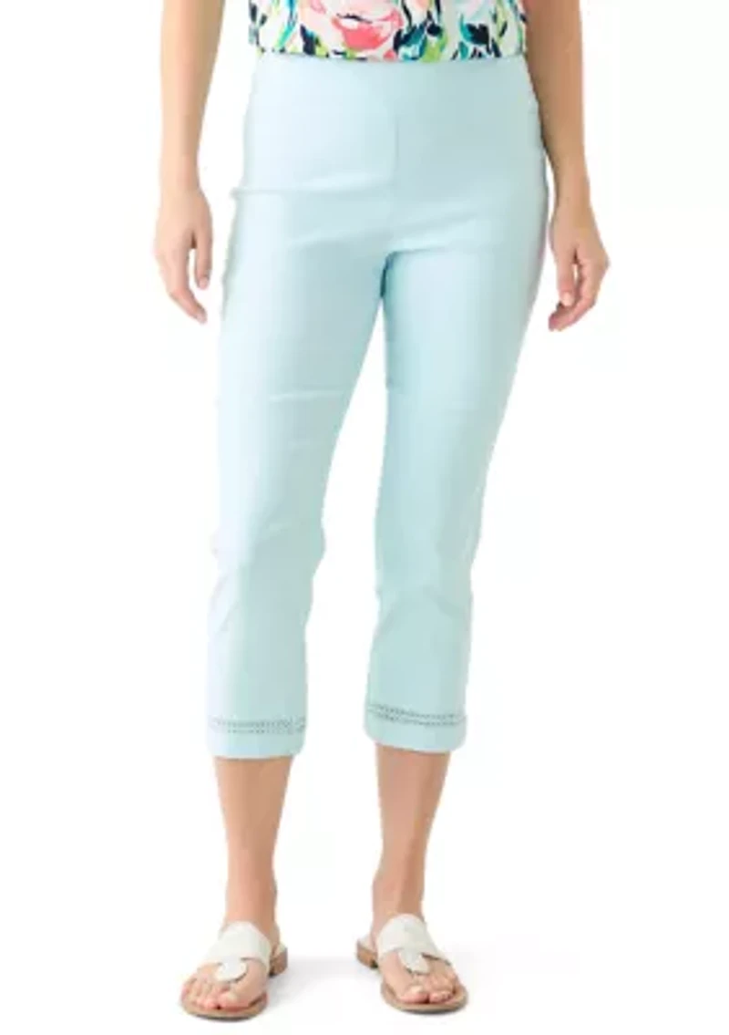 Women's Crochet Trim Crop Pants