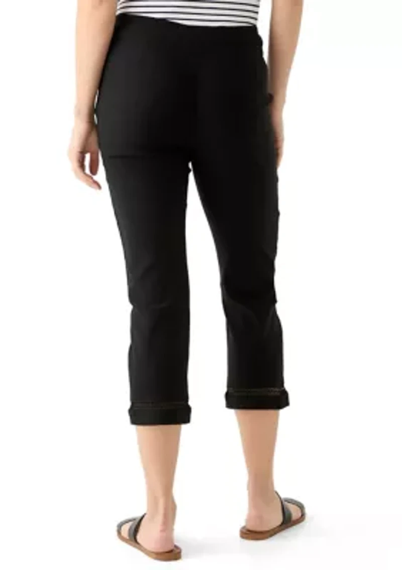 Women's Crochet Trim Crop Pants