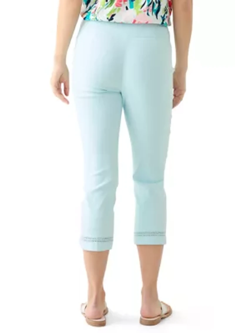 Women's Crochet Trim Crop Pants