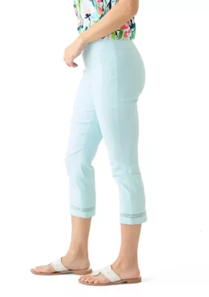 Women's Crochet Trim Crop Pants