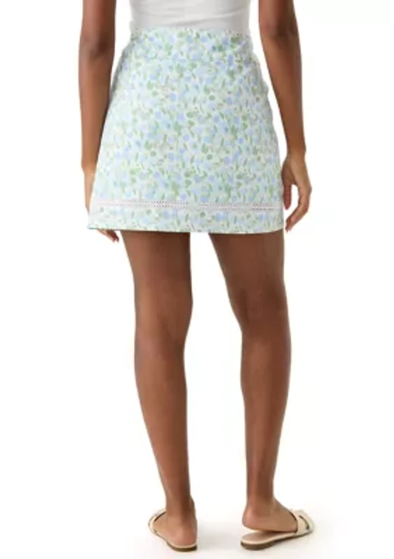 Women's Crochet Trim Printed Skirt
