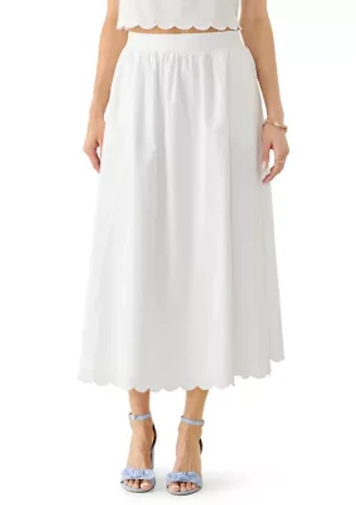 Women's Scallop Hem Midi Skirt