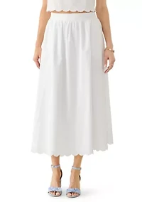 Women's Scallop Hem Midi Skirt
