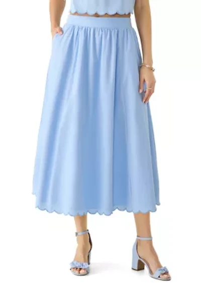 Women's Scallop Hem Midi Skirt