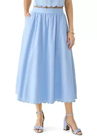 Women's Scallop Hem Midi Skirt