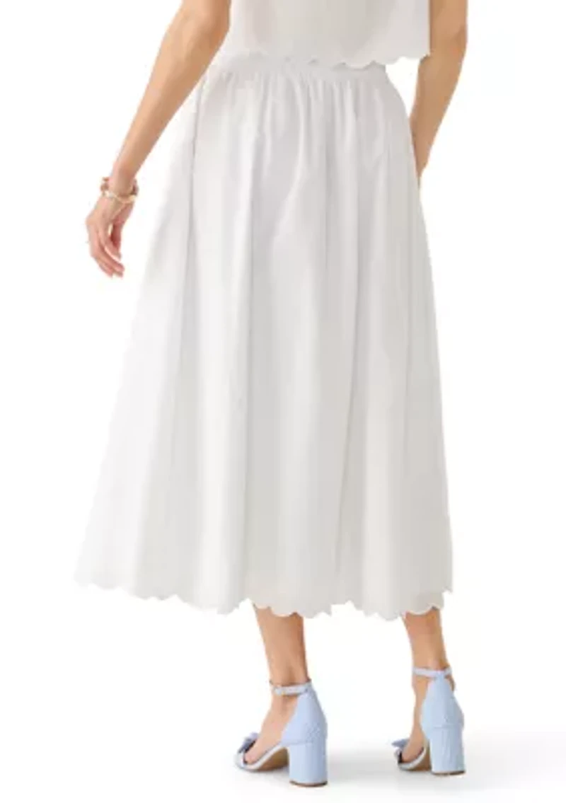 Women's Scallop Hem Midi Skirt
