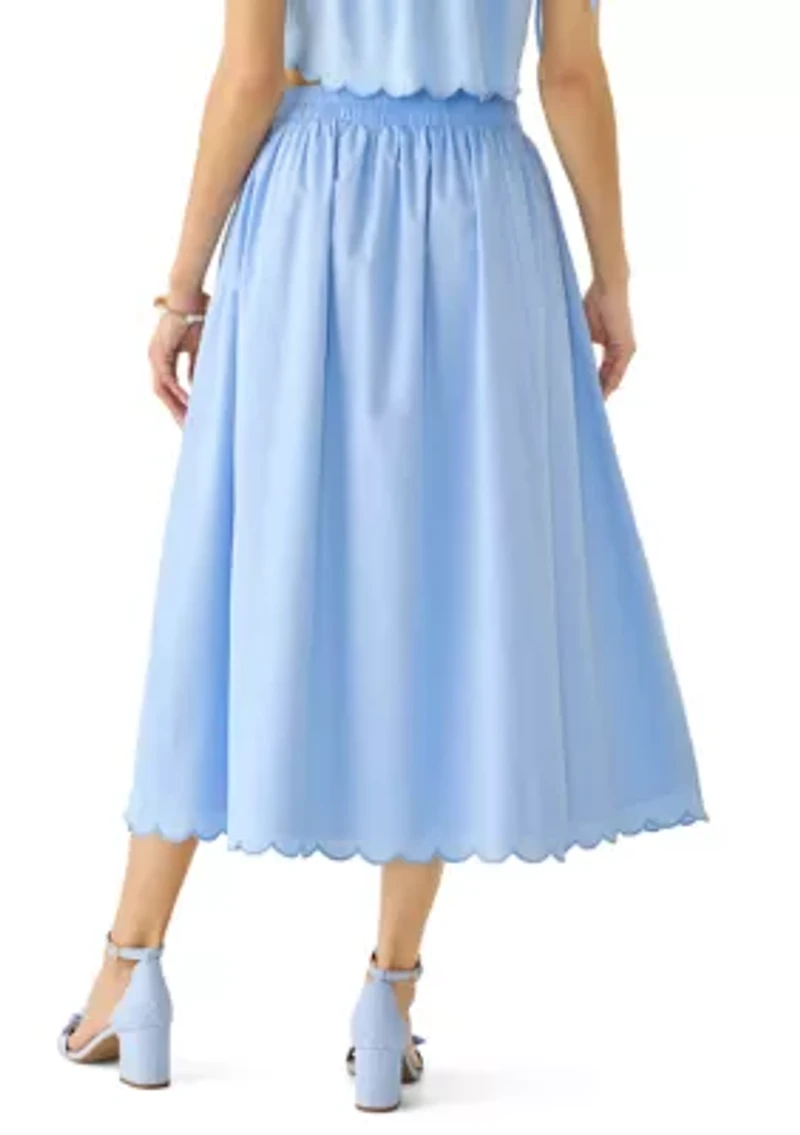 Women's Scallop Hem Midi Skirt