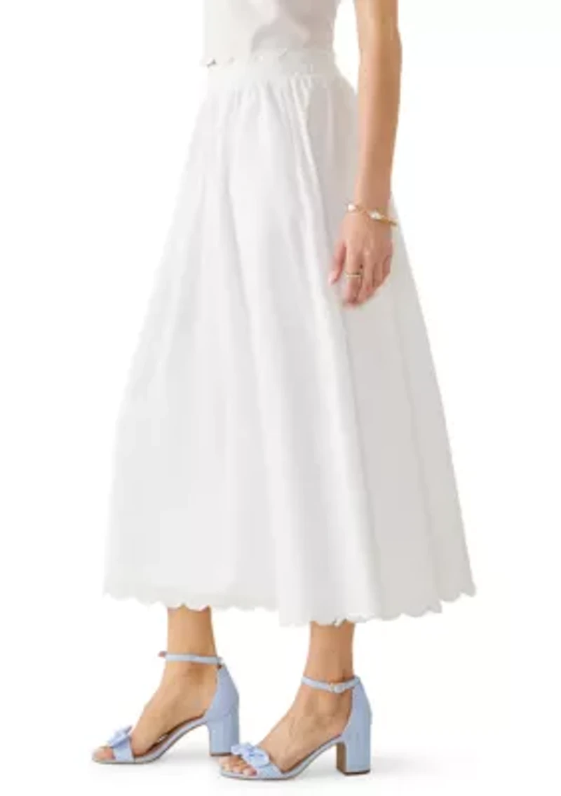Women's Scallop Hem Midi Skirt