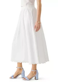 Women's Scallop Hem Midi Skirt