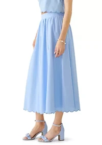 Women's Scallop Hem Midi Skirt