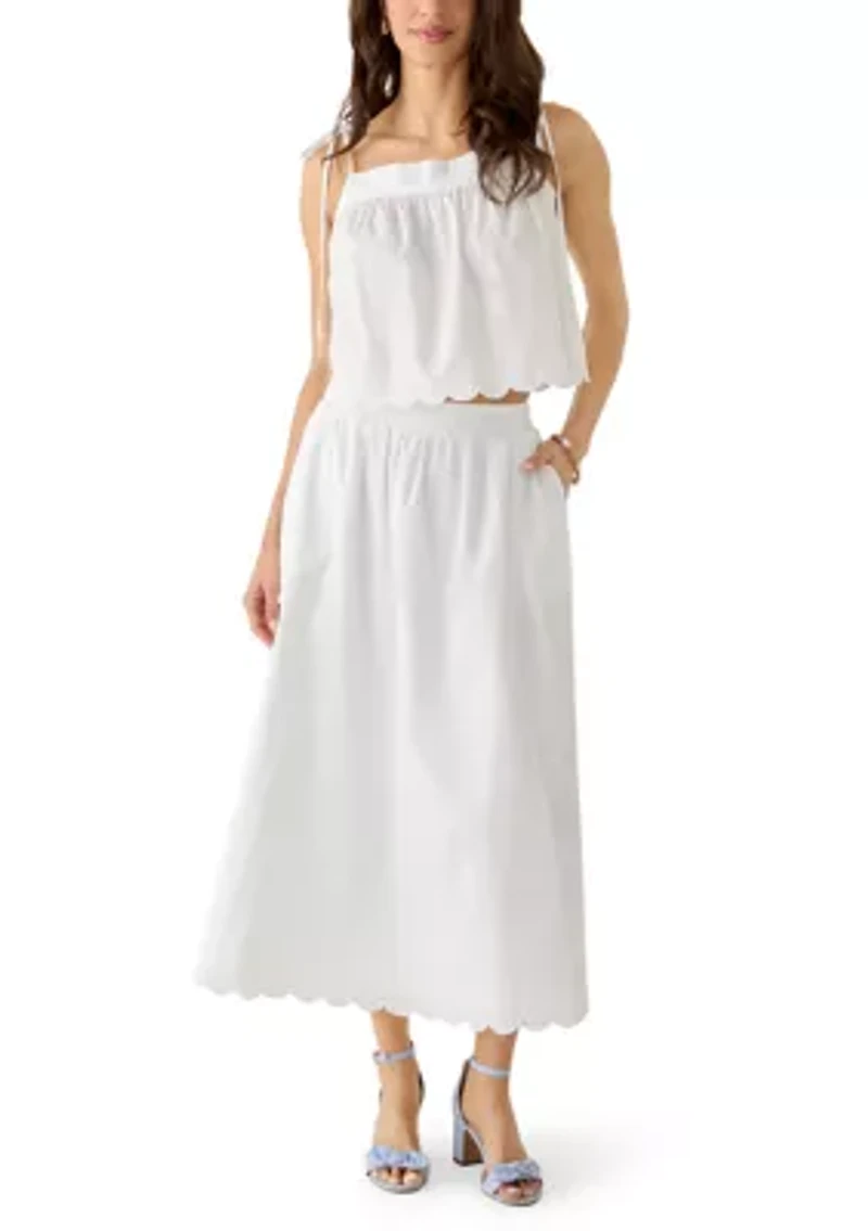 Women's Scallop Hem Midi Skirt