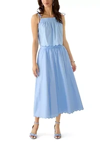 Women's Scallop Hem Midi Skirt